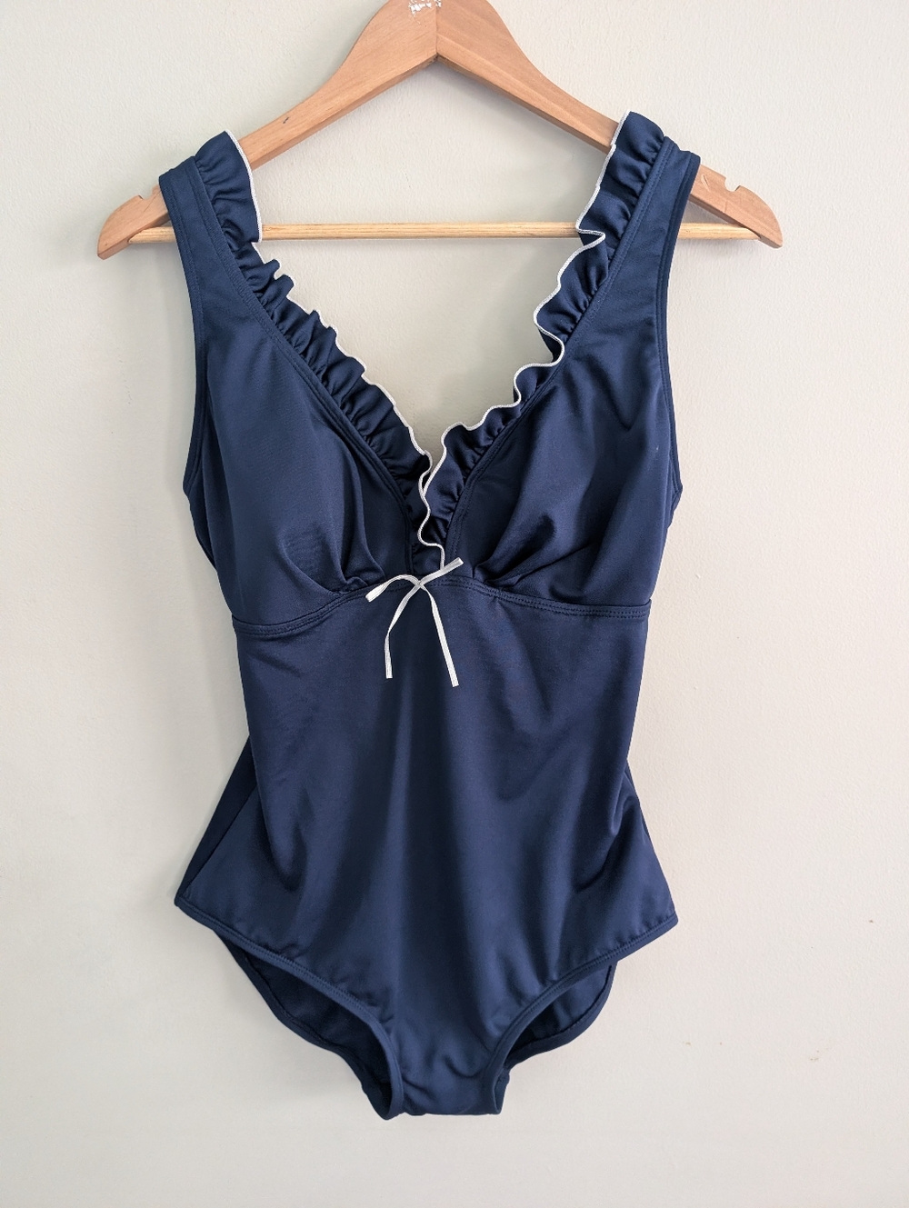 Gabar Blue Babydoll Ruffle Bow One Piece Swimsuit Size 14